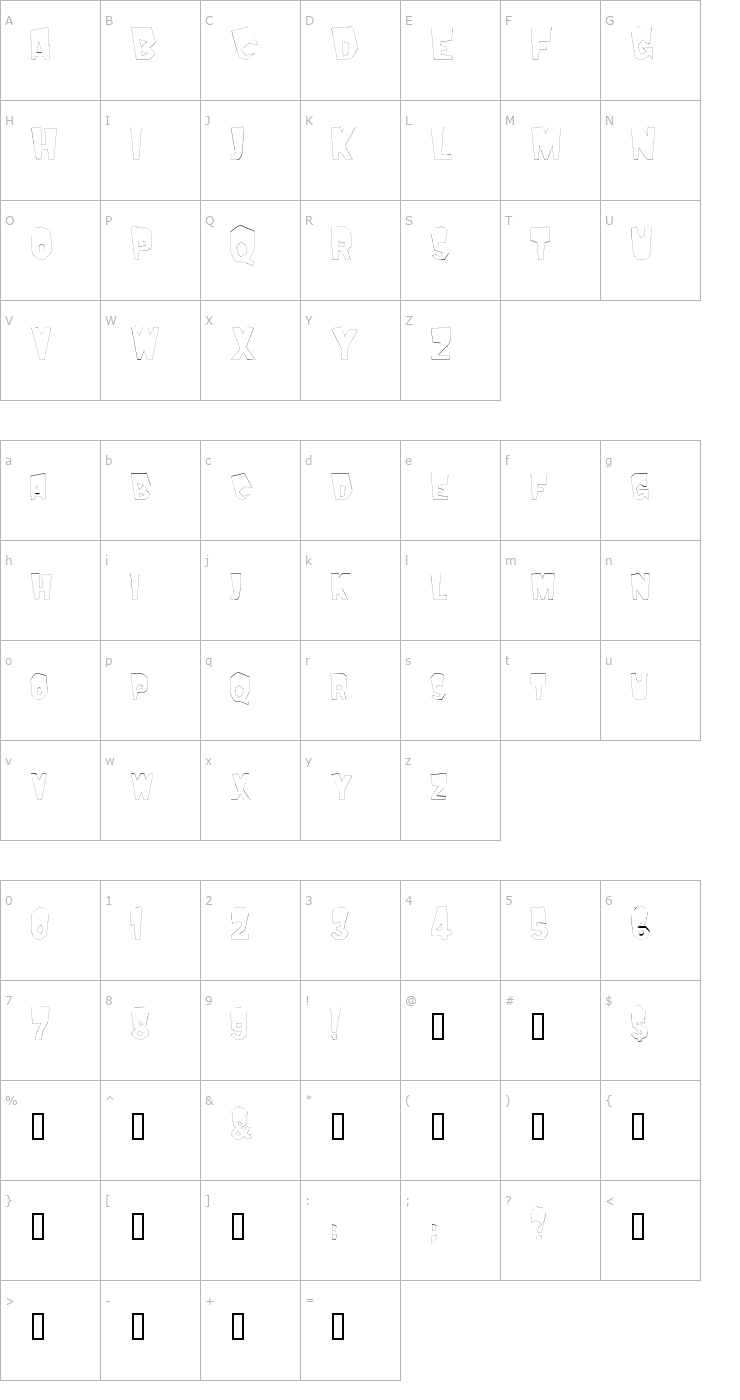 Character Map MondoOutline Font