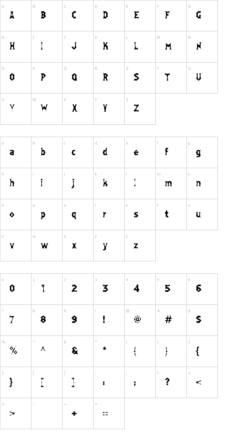 Character Map MoneyBox Font