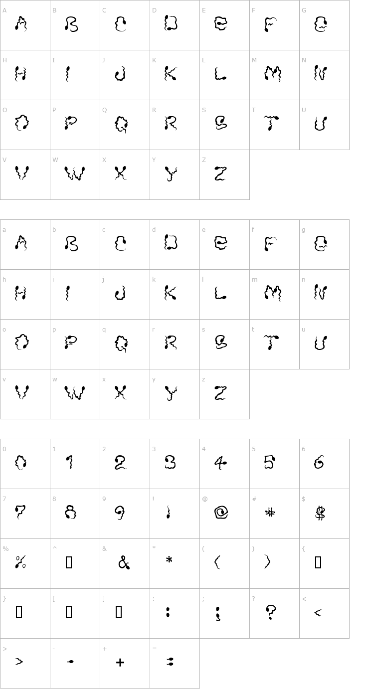 Character Map Monica's Dress Font