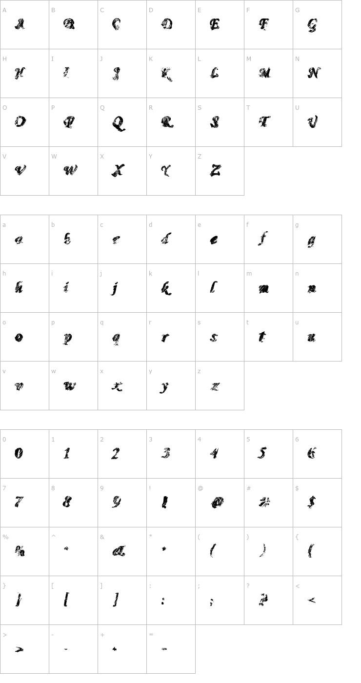 Character Map Mono Madness Font