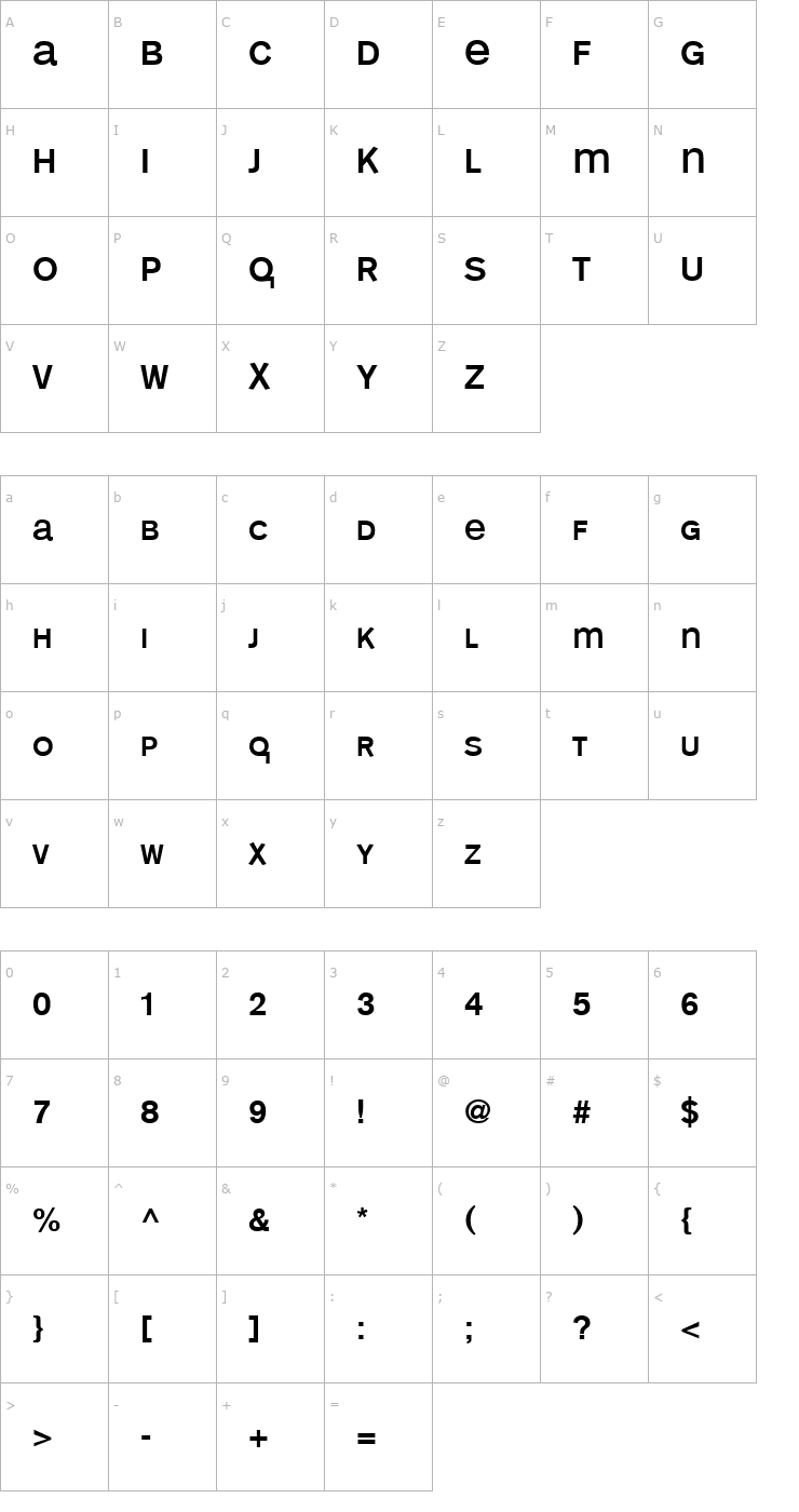 Character Map MonoAlphabet Regular Font