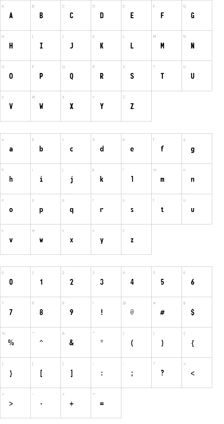 Character Map Monofonto Font