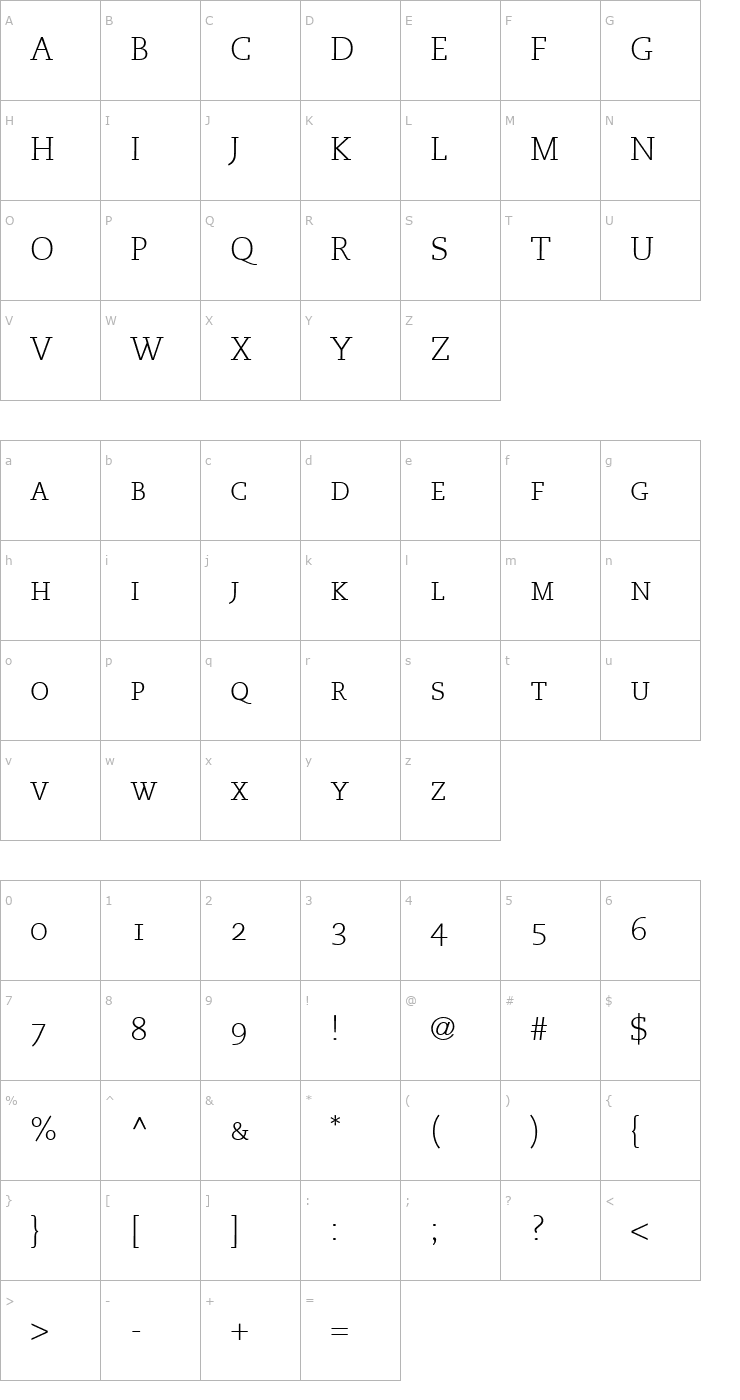 Character Map Monologue Light Caps SSi Light Small Caps Font