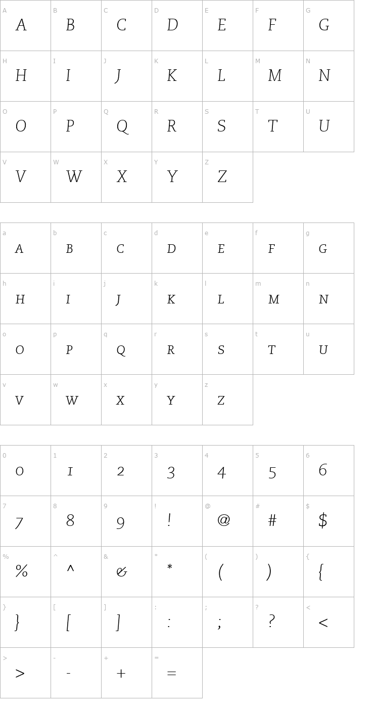 Character Map Monologue Light Caps SSi Normal Font