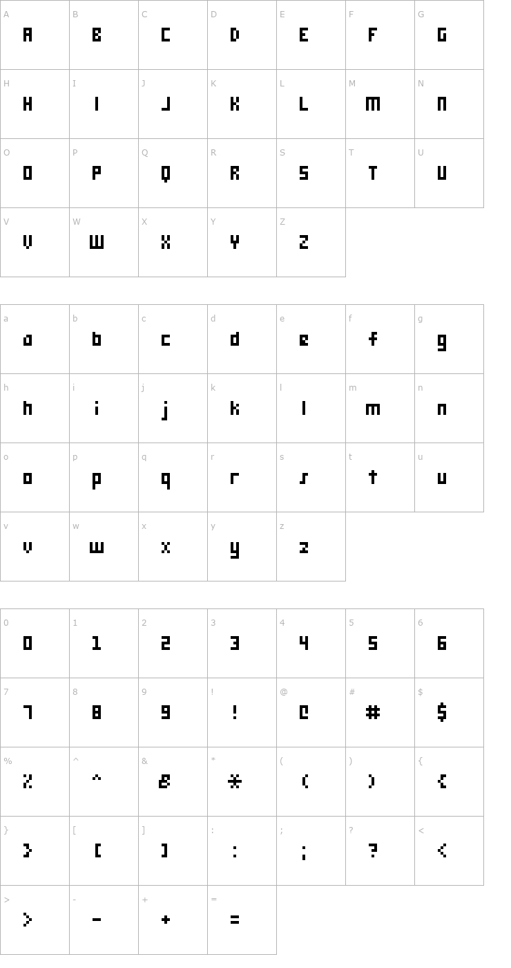 Character Map monooge 05_56 Font