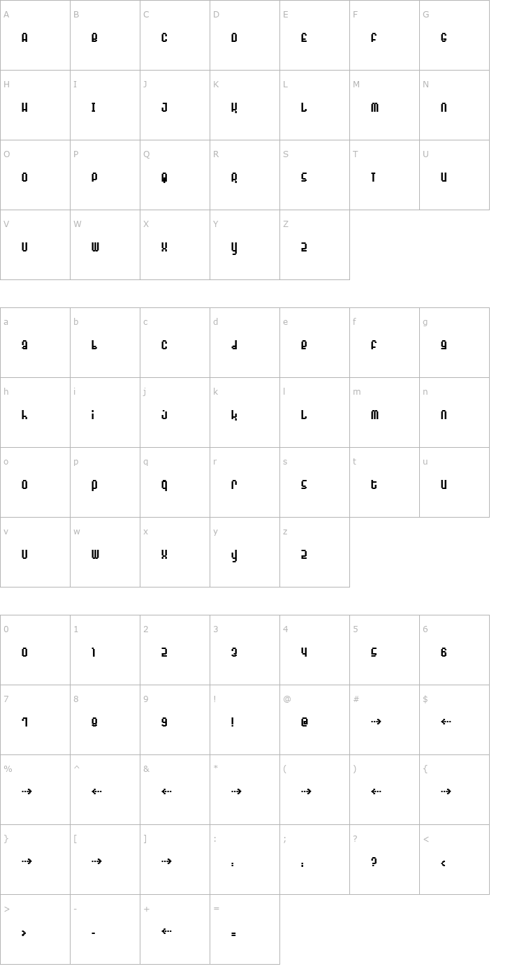 Character Map Monophonic Bold Font