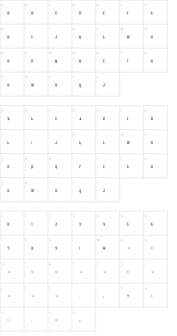 Character Map Monophonic Font