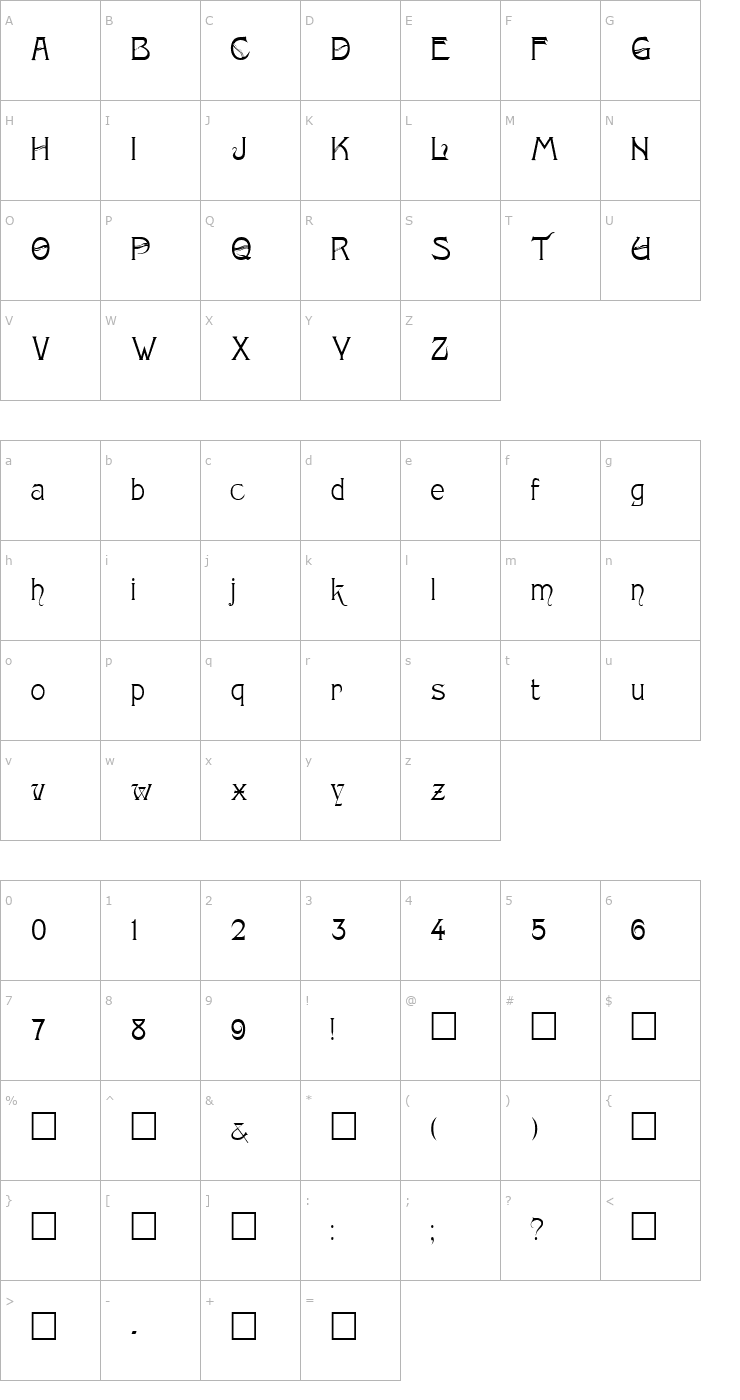Character Map Monopol Font