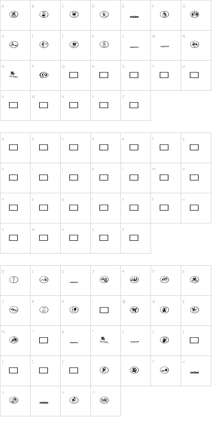 Character Map Monopolybats Font