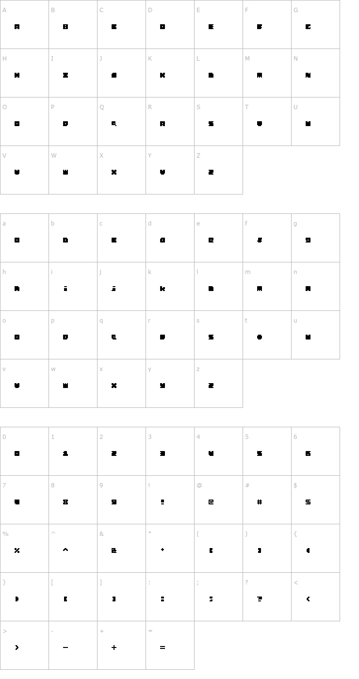 Character Map Monosquare Font