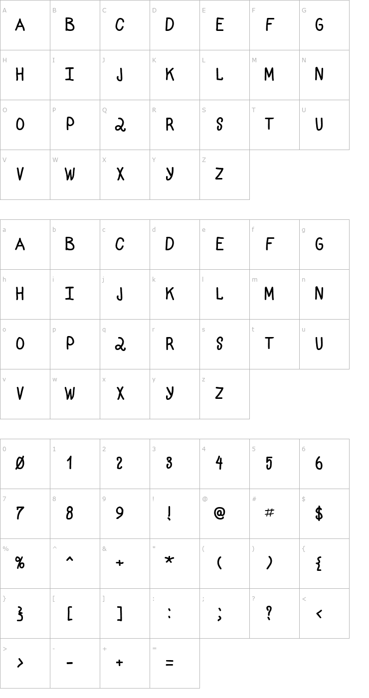 Character Map Monotone Font