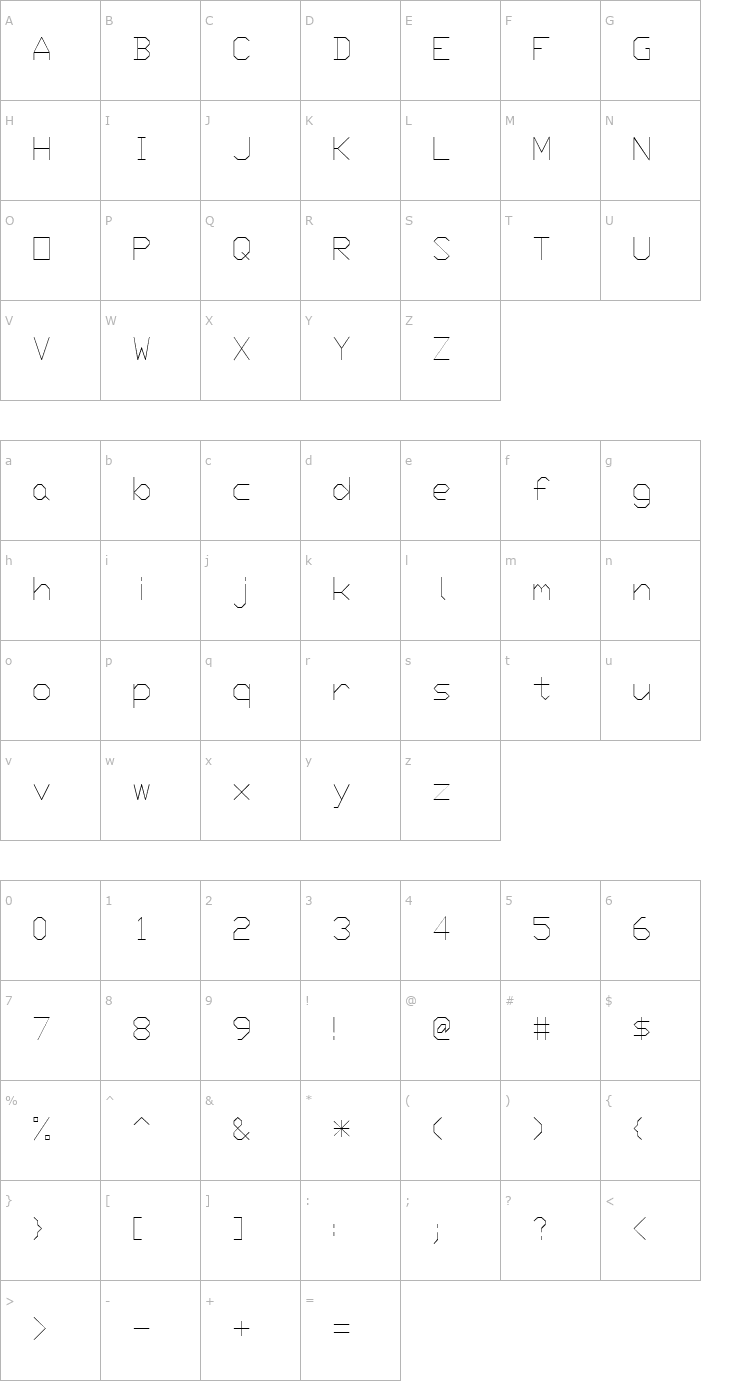 Character Map Monotxt Font