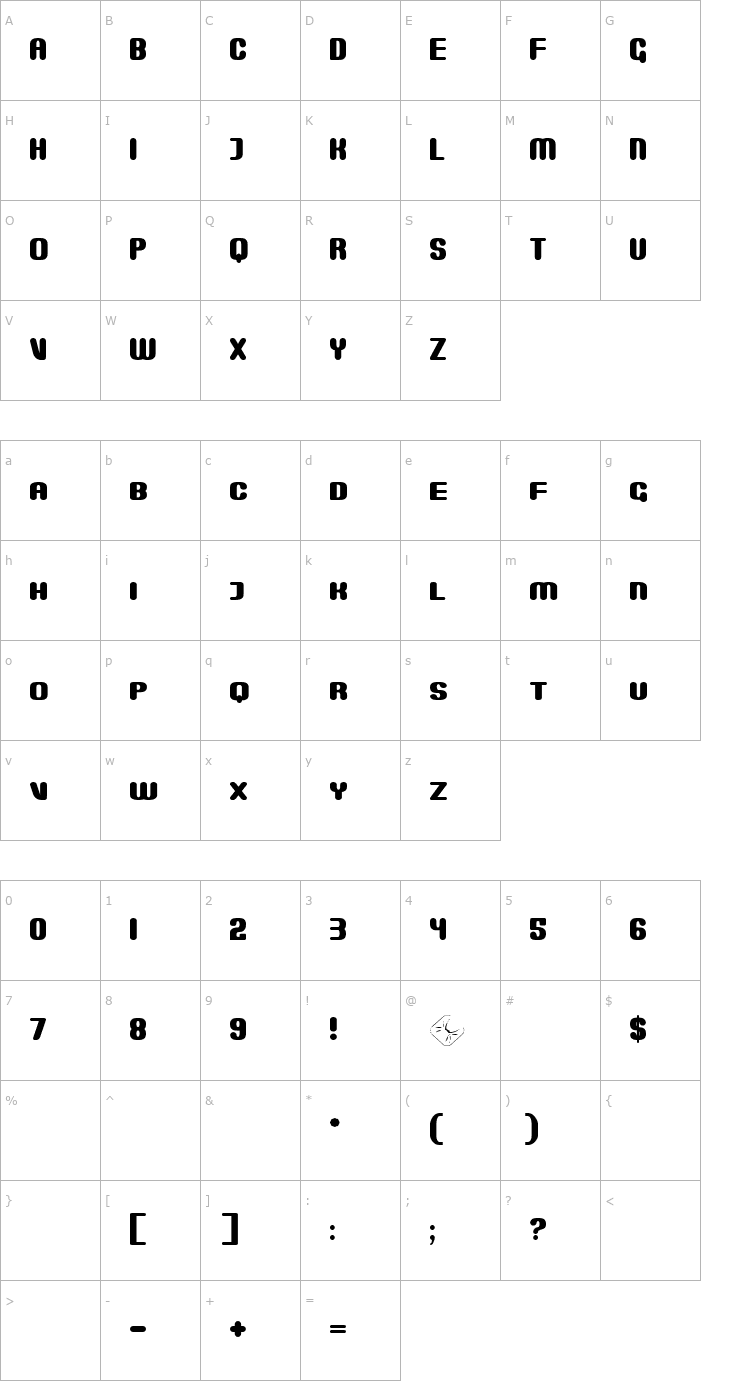 Character Map Monster Font