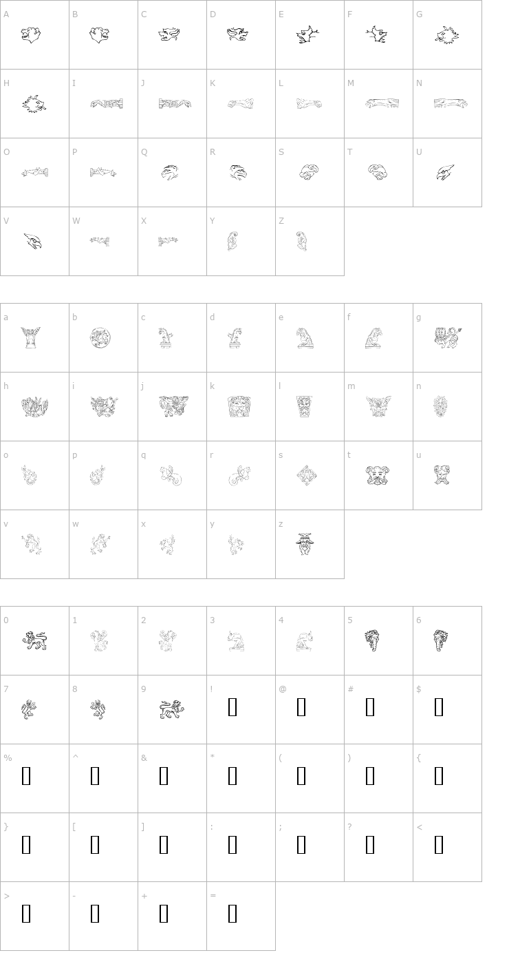 Character Map Monsters of Stone Font