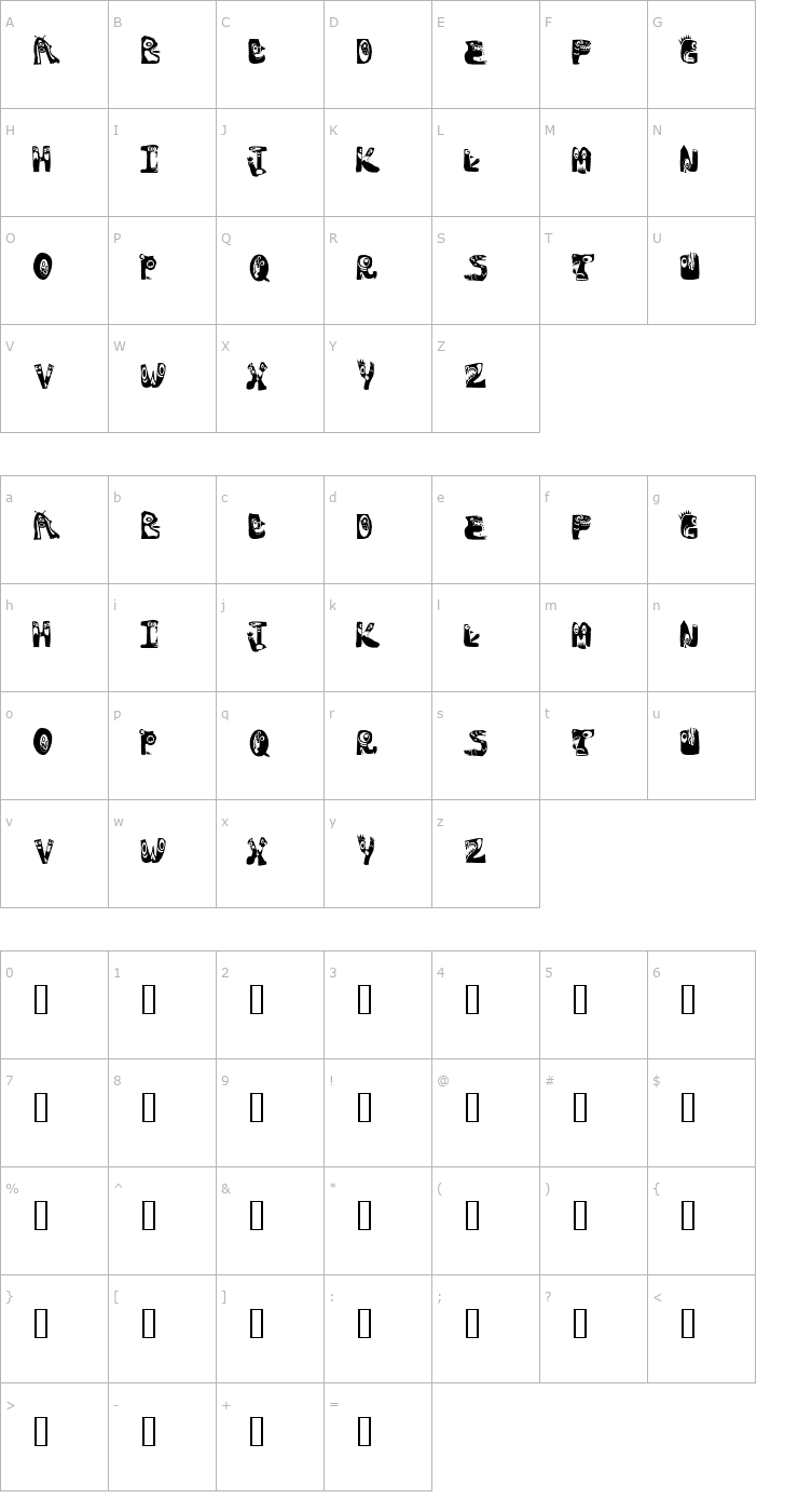 Character Map MonstoCaps Font