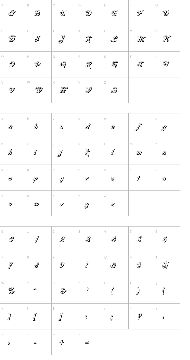 Character Map Montage Shadow Font