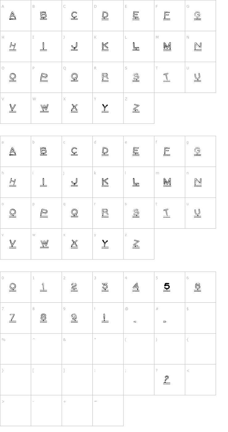 Character Map MontaplexOutline Font