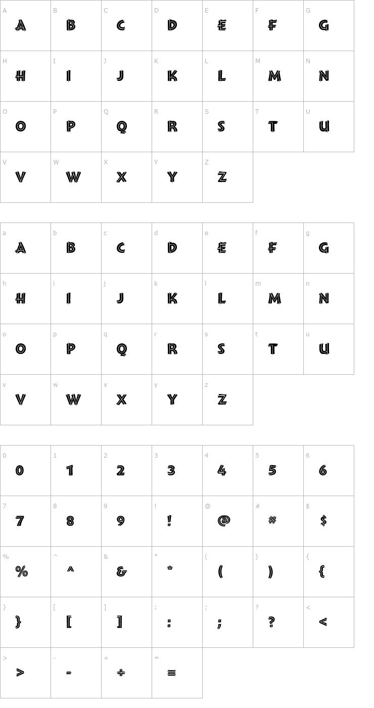 Character Map Montara-BoldInitials Font