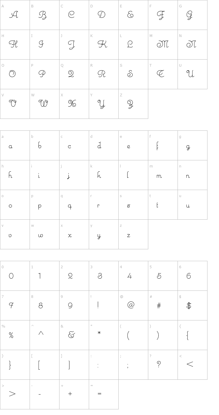 Character Map MonteCarloScriptNF Font