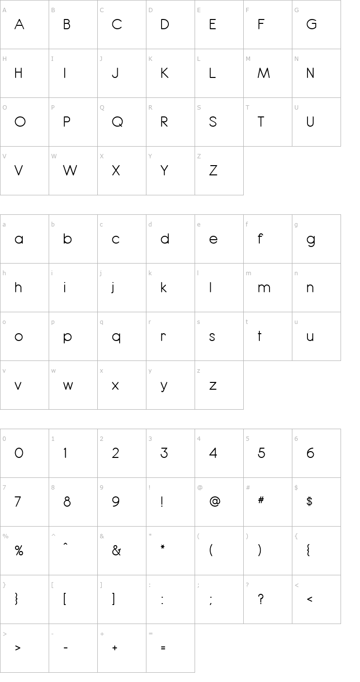 Character Map Montell Regular Font