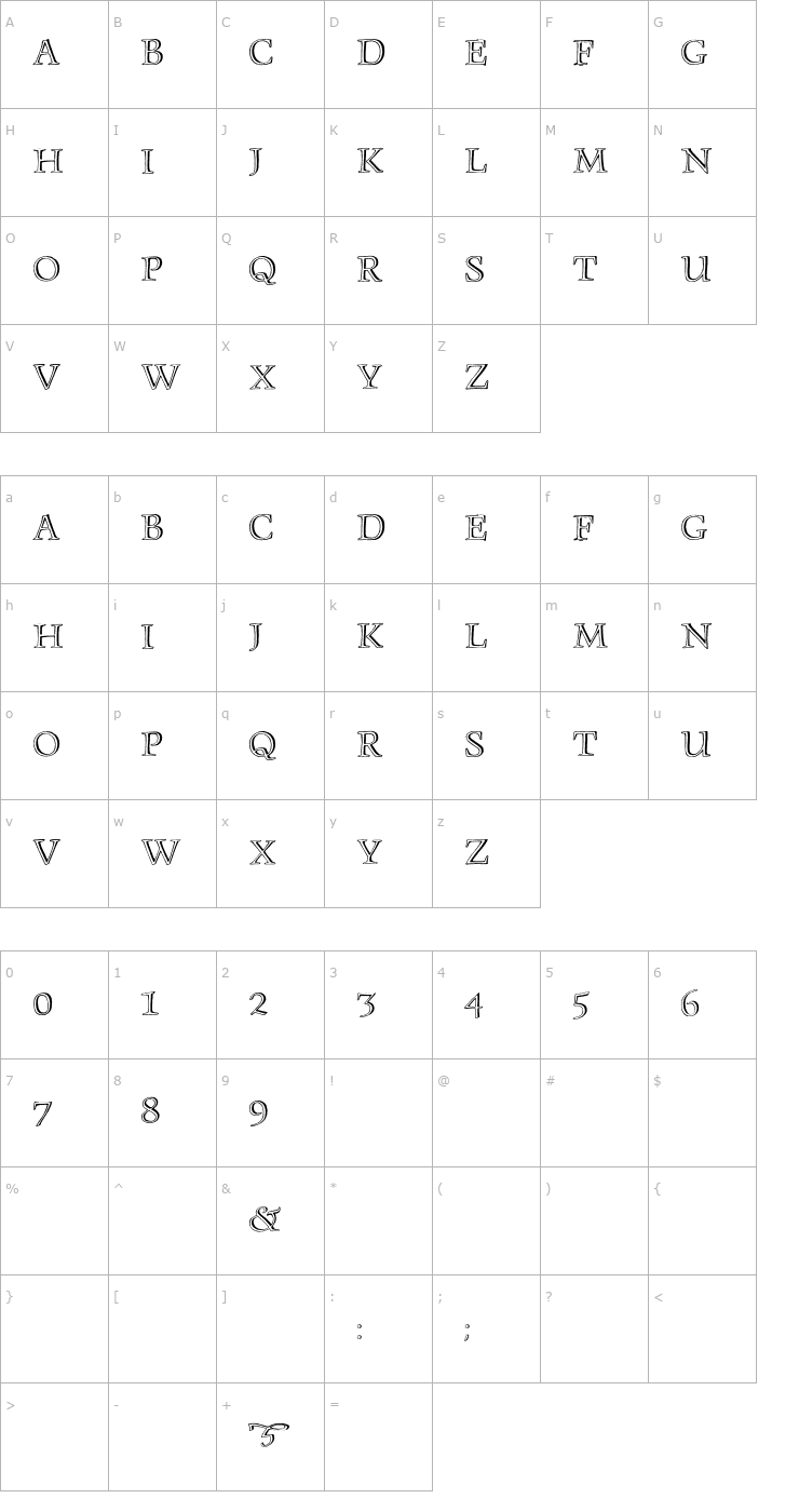 Character Map Monument OTF Font