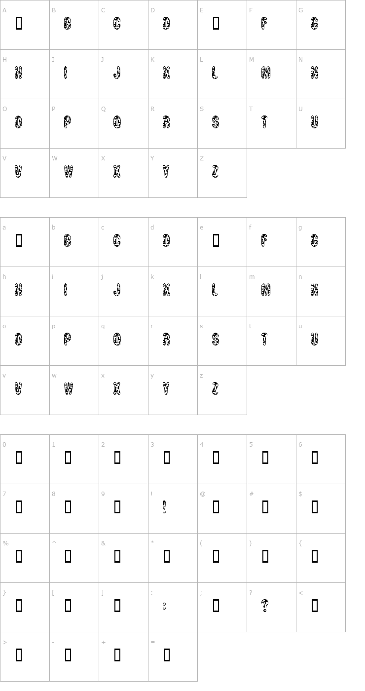 Character Map MooCowSW Font