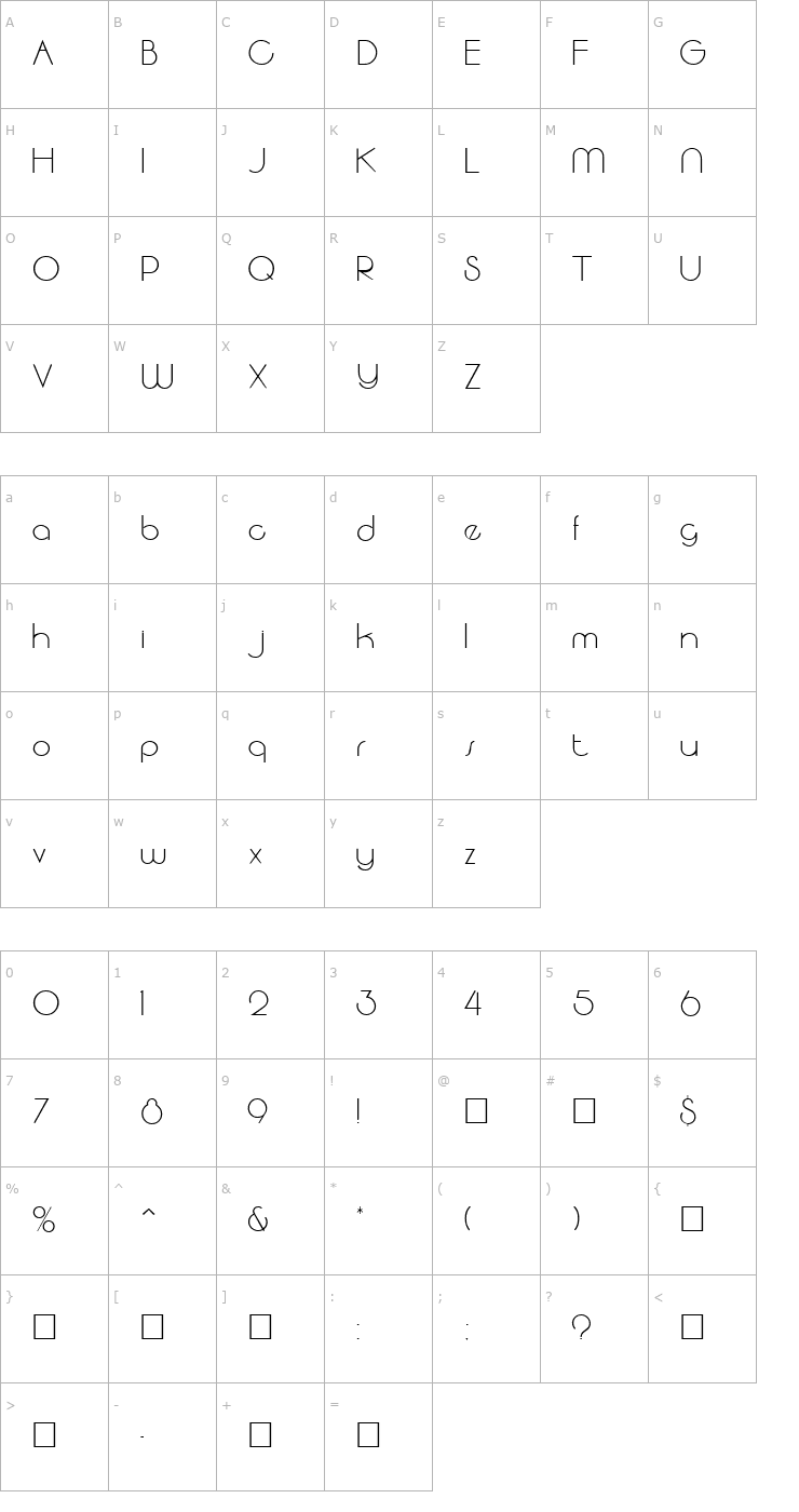 Character Map Moonbeam Regular Font