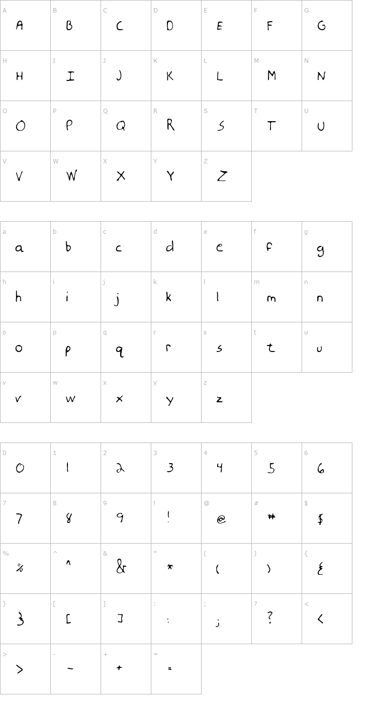 Character Map Mooner Regular Font