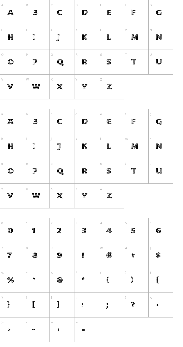 Character Map Moonglow-SemiboldExt Font