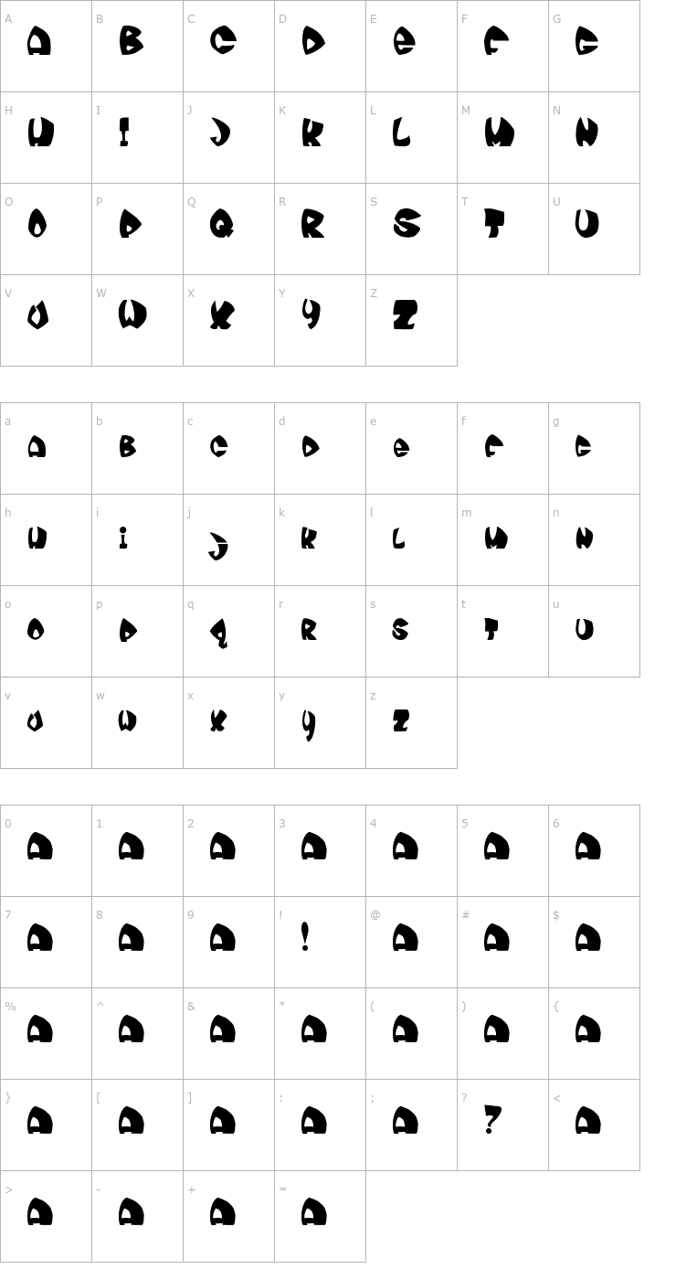 Character Map moonie Font