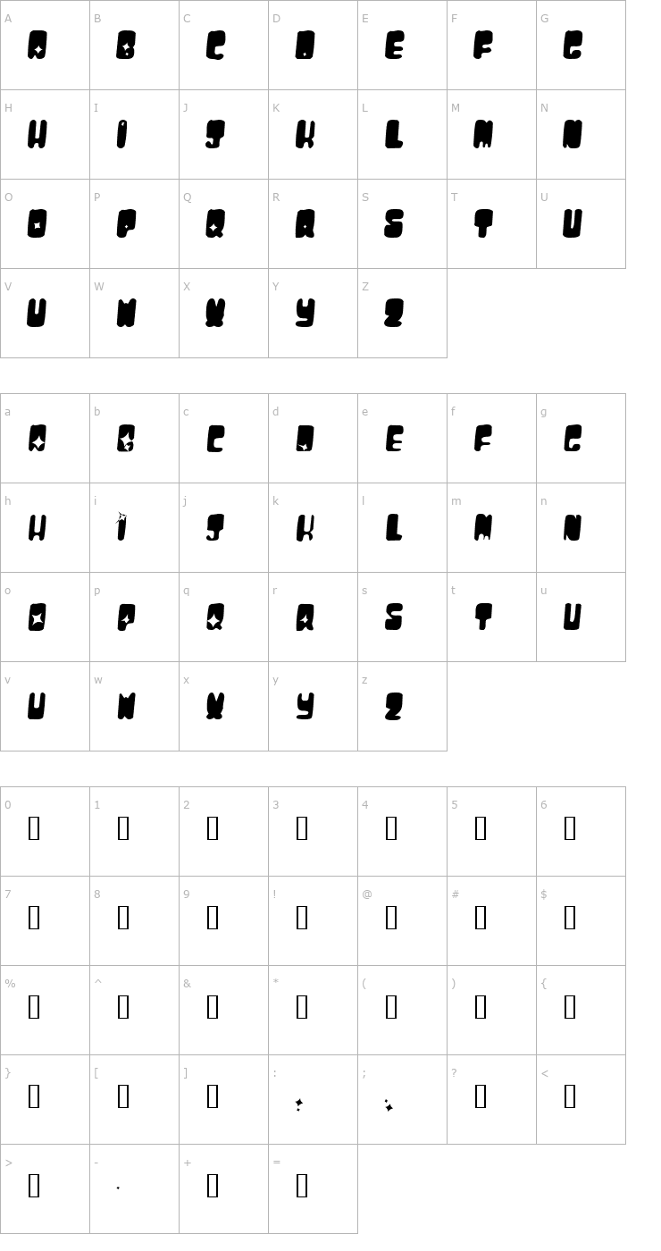 Character Map MoonPie Cadet Font