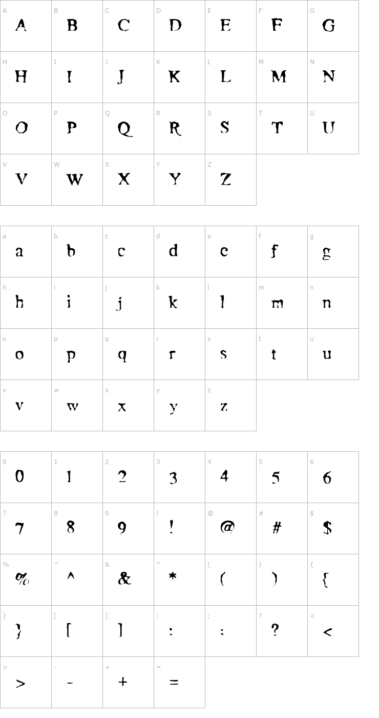 Character Map Moonshine Font