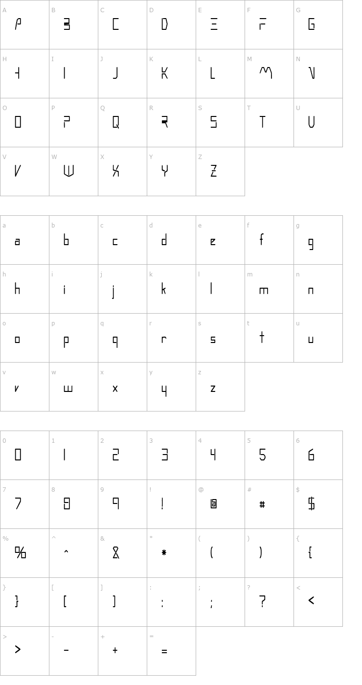 Character Map MoonwalkerCondensed Font