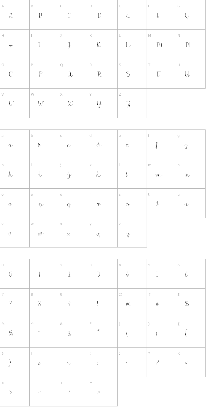 Character Map Morado Sharp Font