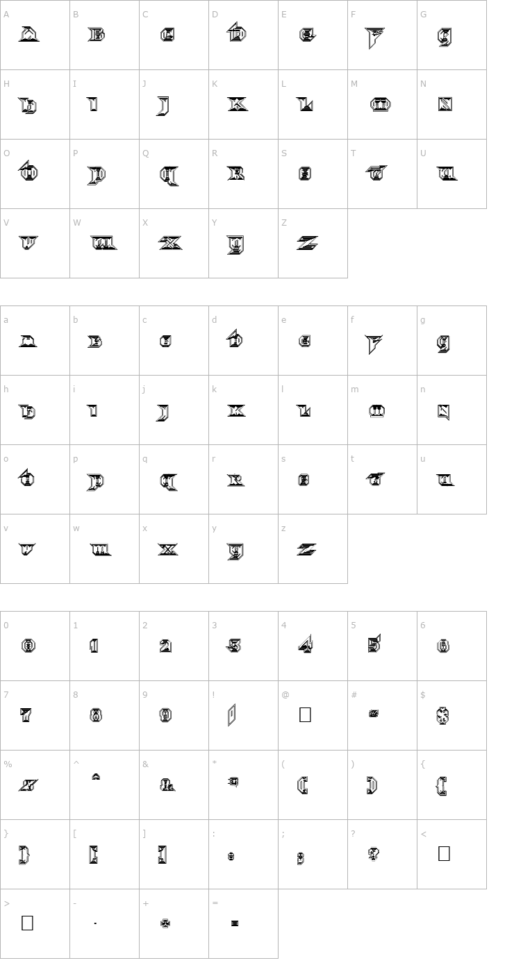 Character Map Morbid Fixation Font