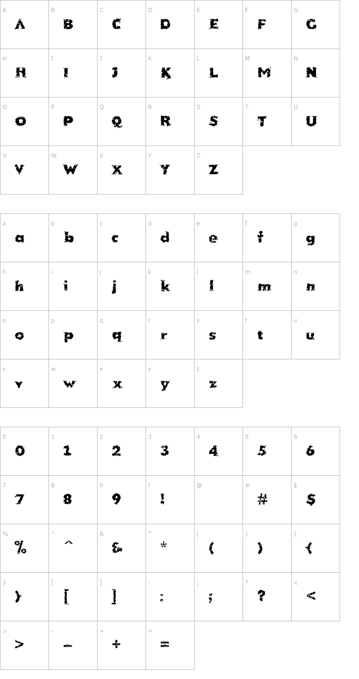 Character Map More Kaputt Font