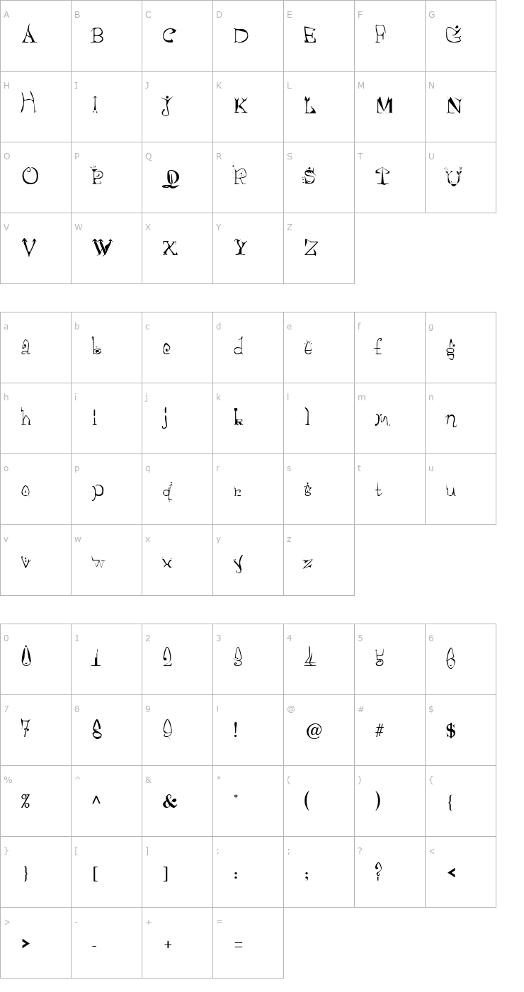 Character Map Morelife Regular Font