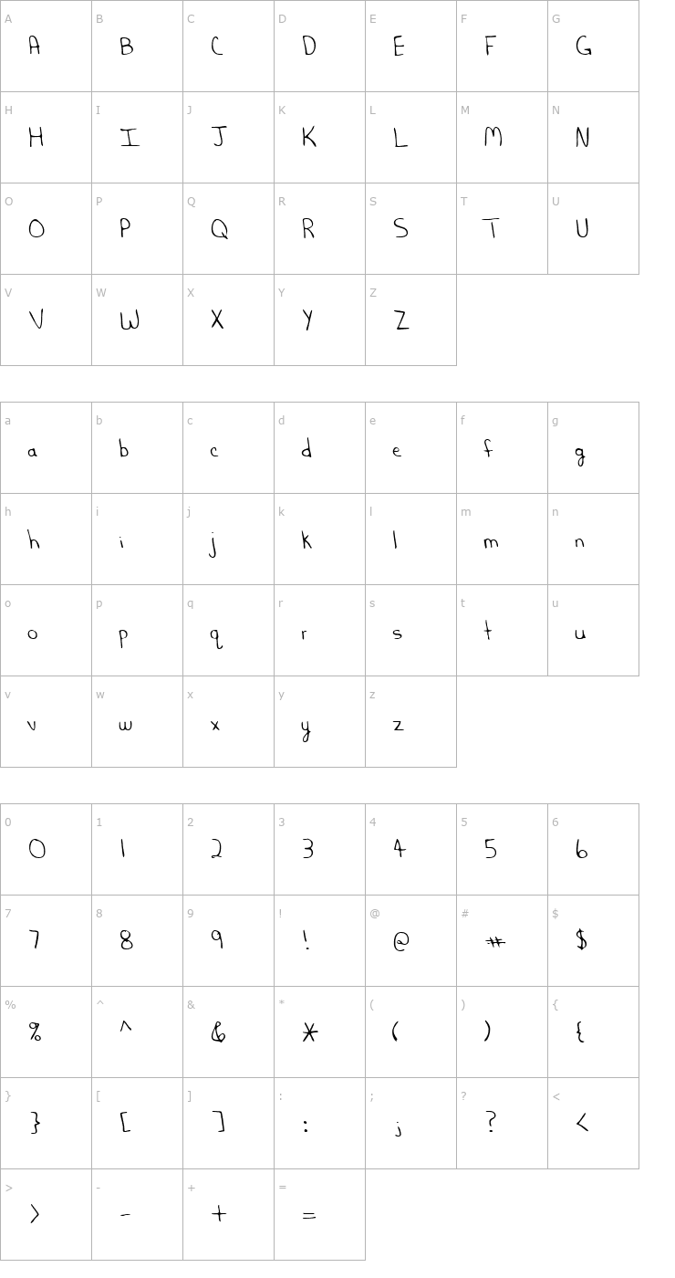 Character Map MorgansHand Regular Font