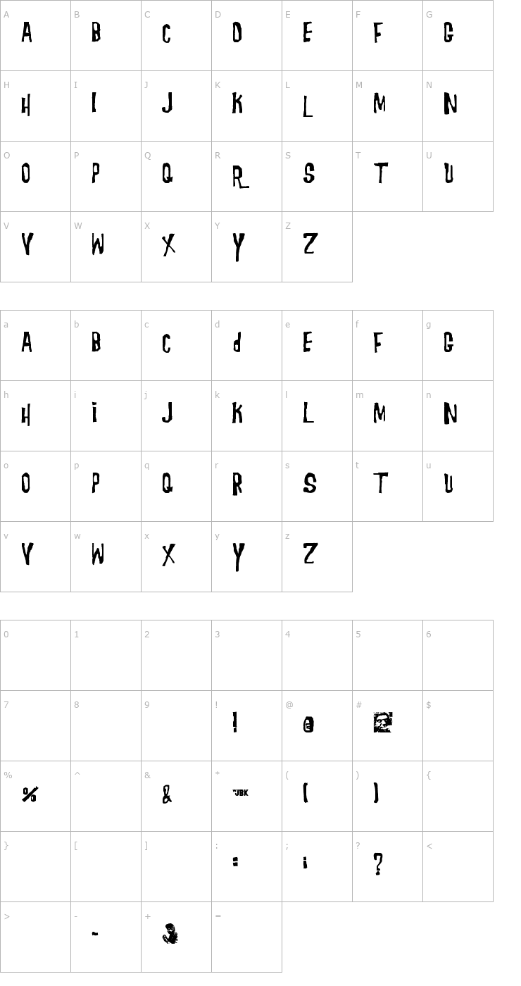 Character Map Morgus the Magnificent Font
