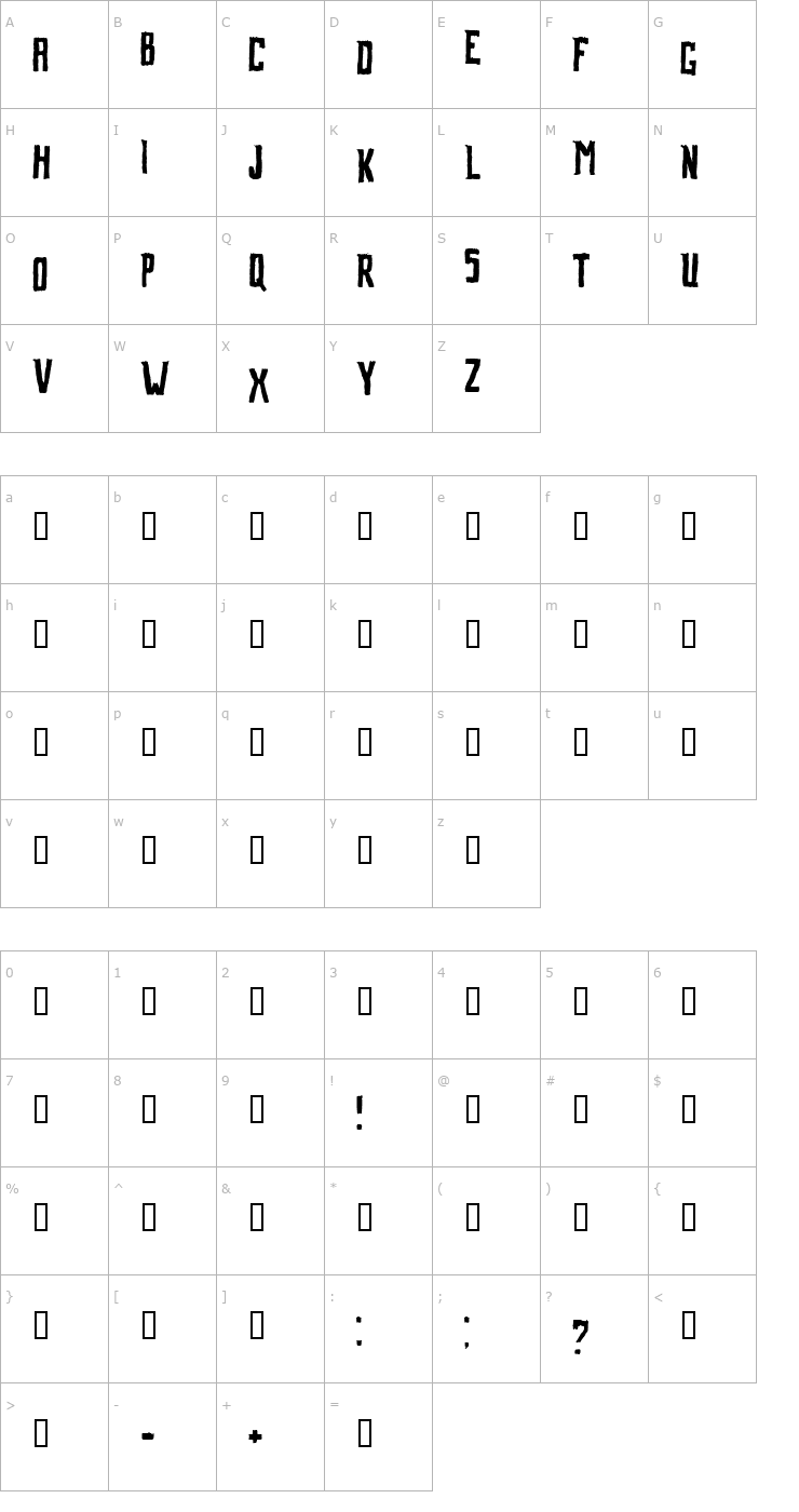 Character Map mOrinPack2 Font