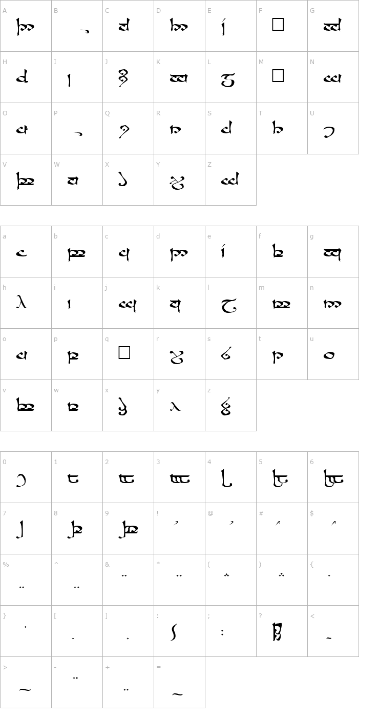 Character Map Moroma Regular Font