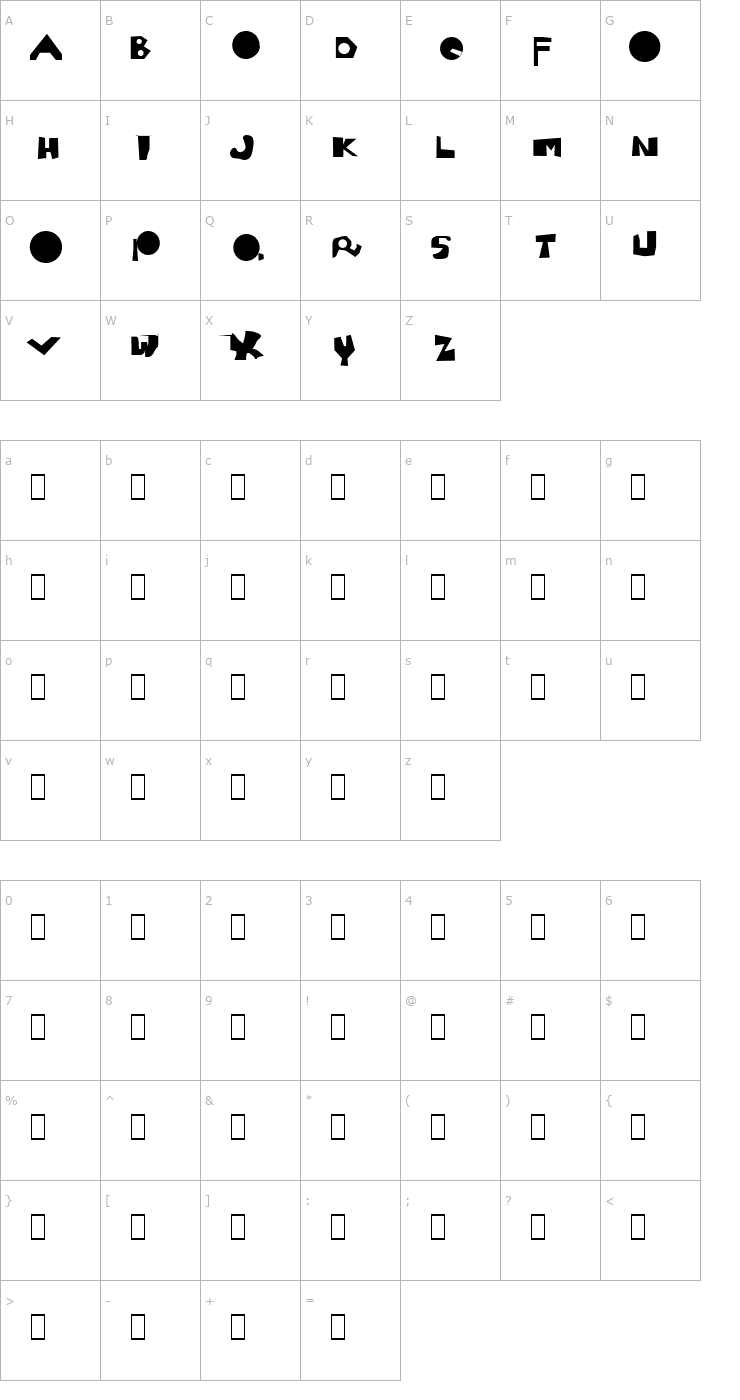 Character Map Moron Font