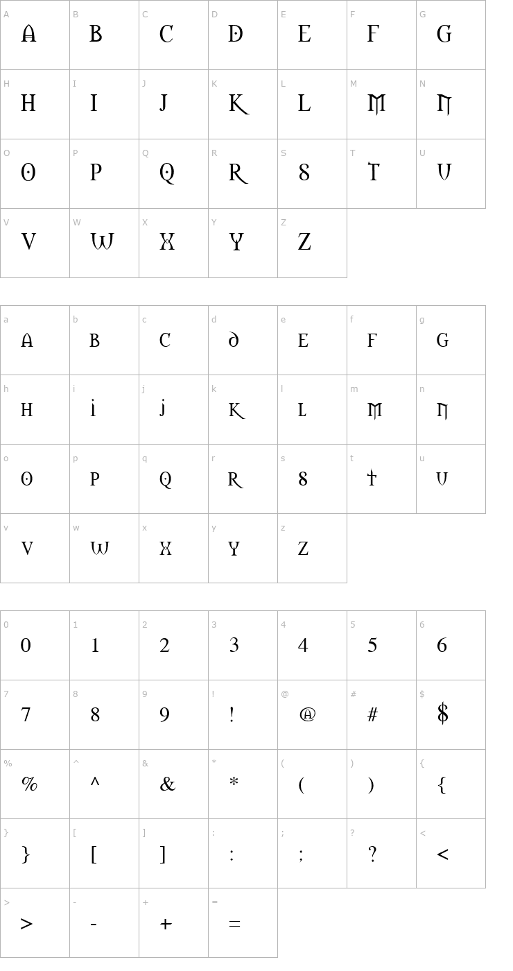 Character Map Morpheus Font