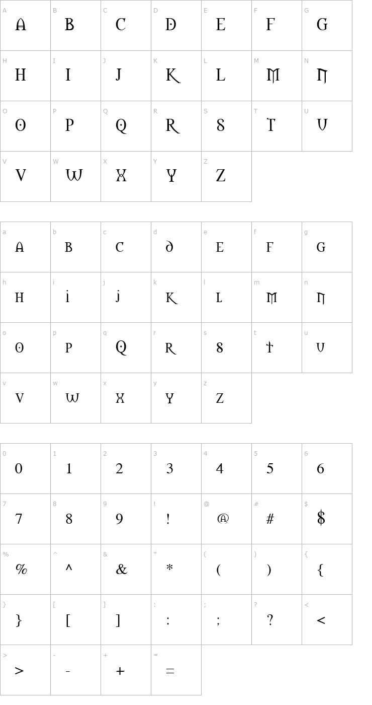 Character Map Morpheus Regular Font