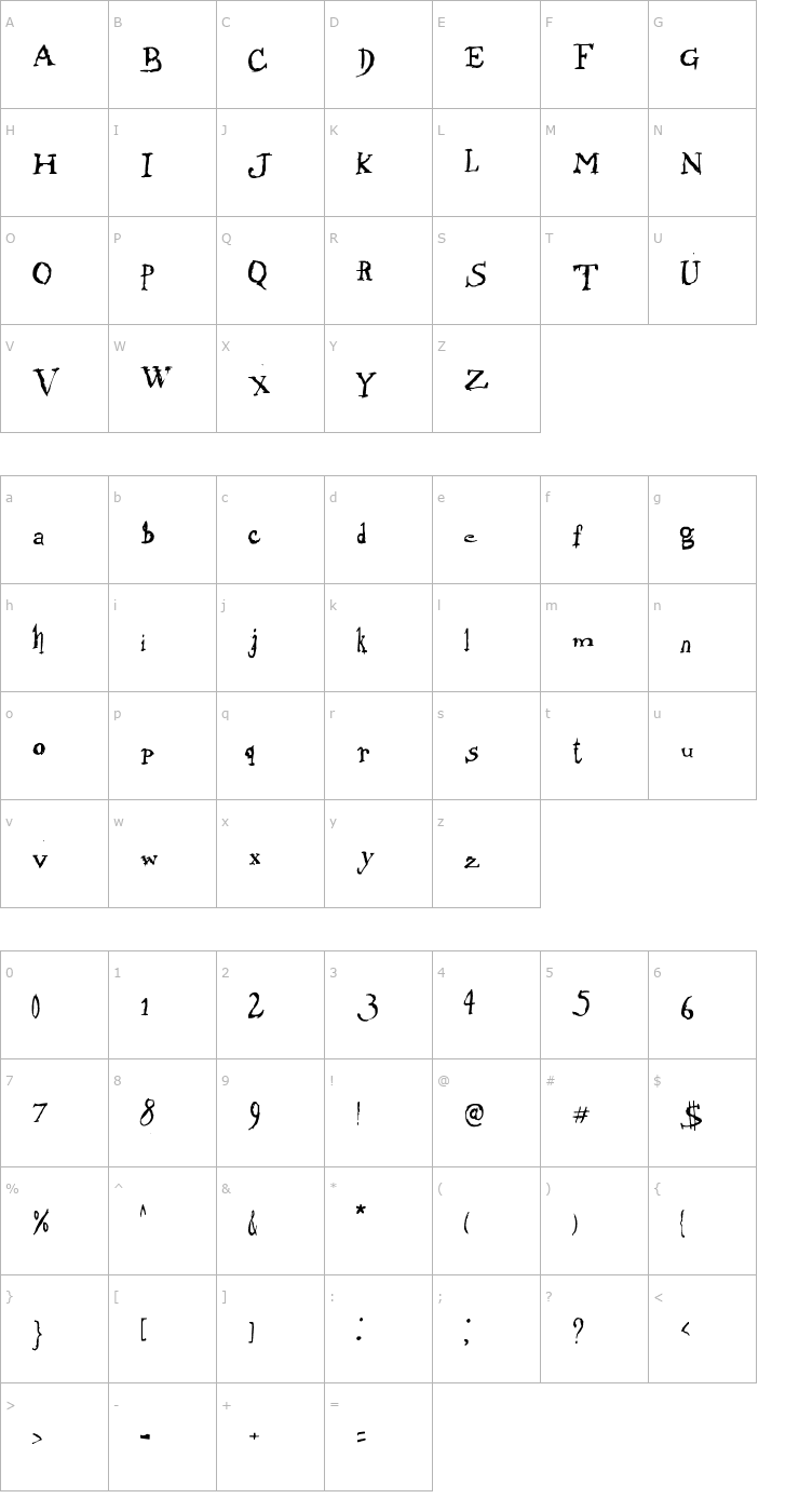 Character Map Morphine Jack Font