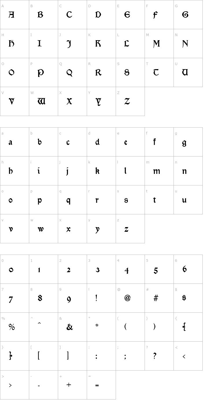 Character Map Morris Black Normal Font