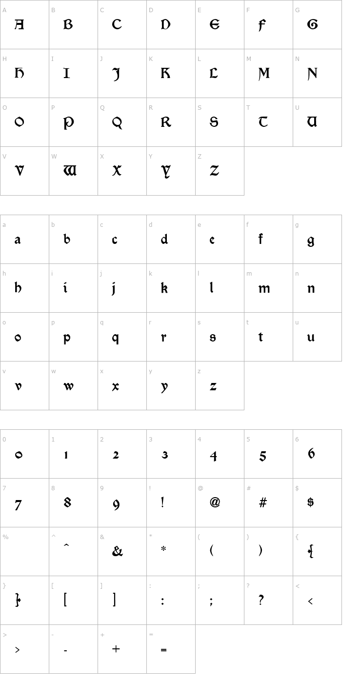Character Map MorrisBlack-Normal Font