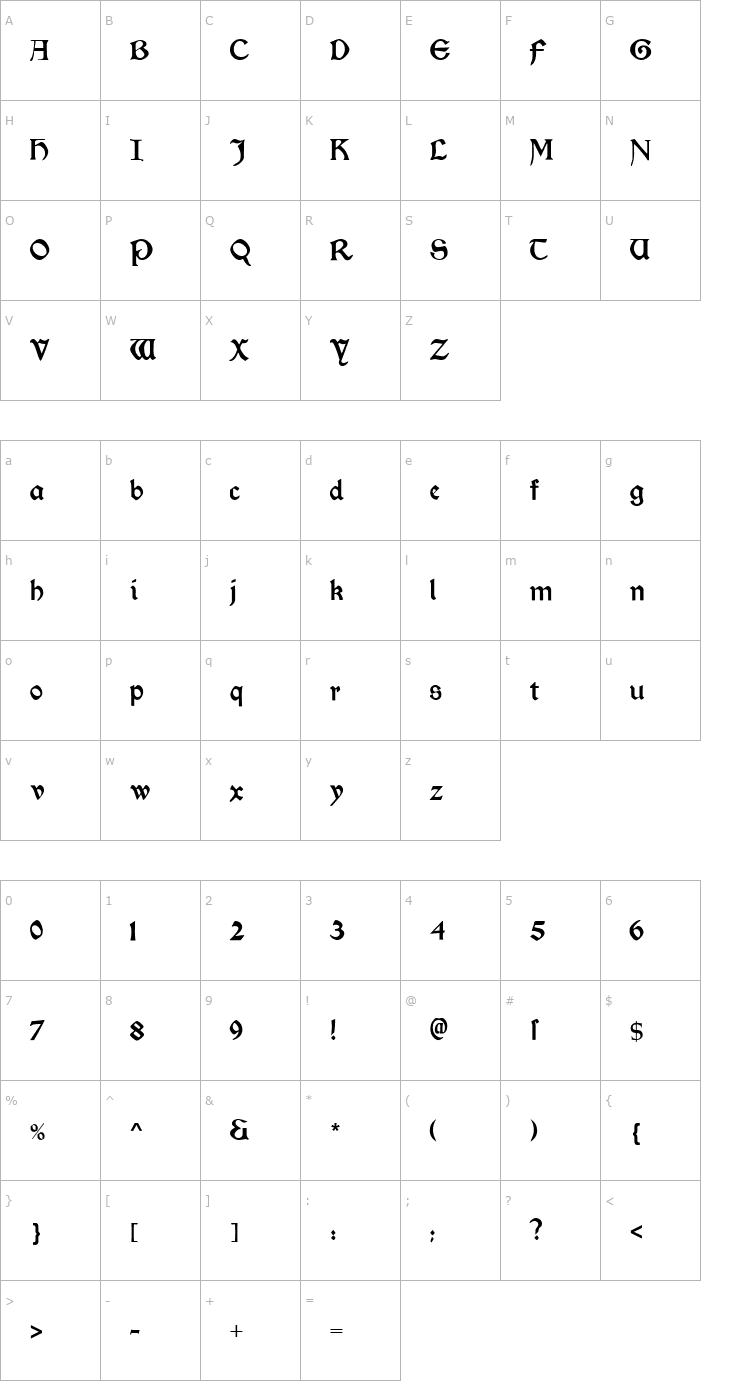 Character Map MorrisRoman-Black Font