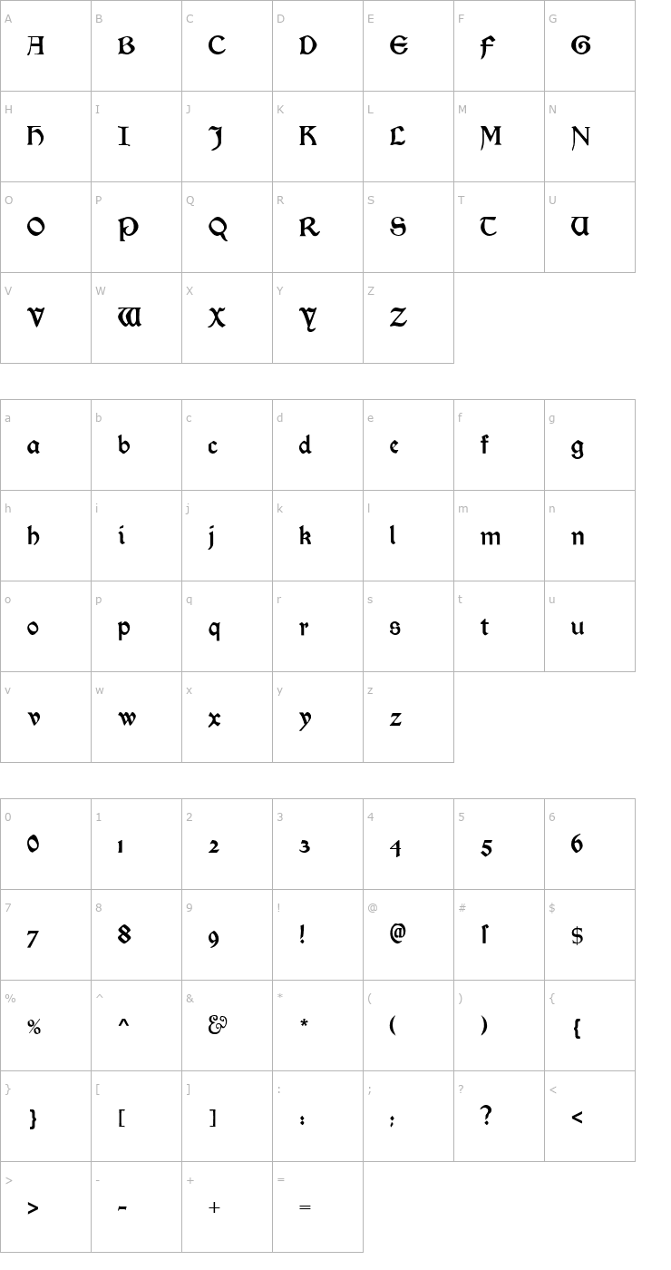 Character Map MorrisRomanAlternate-Black Font