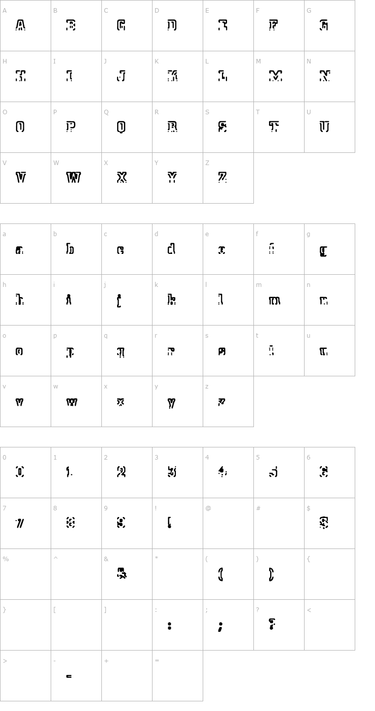 Character Map Morse 2050 Font